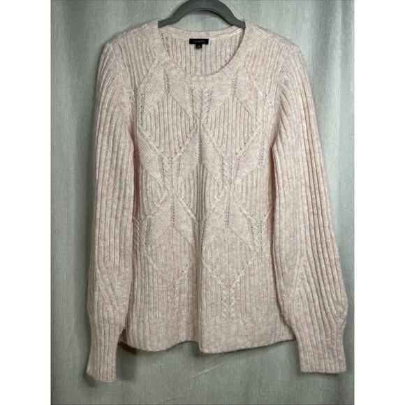 Talbots Sweater Women’s Size Small Wool Blend- Balloon Sleeves Crew Neck - Pink - Picture 1 of 4